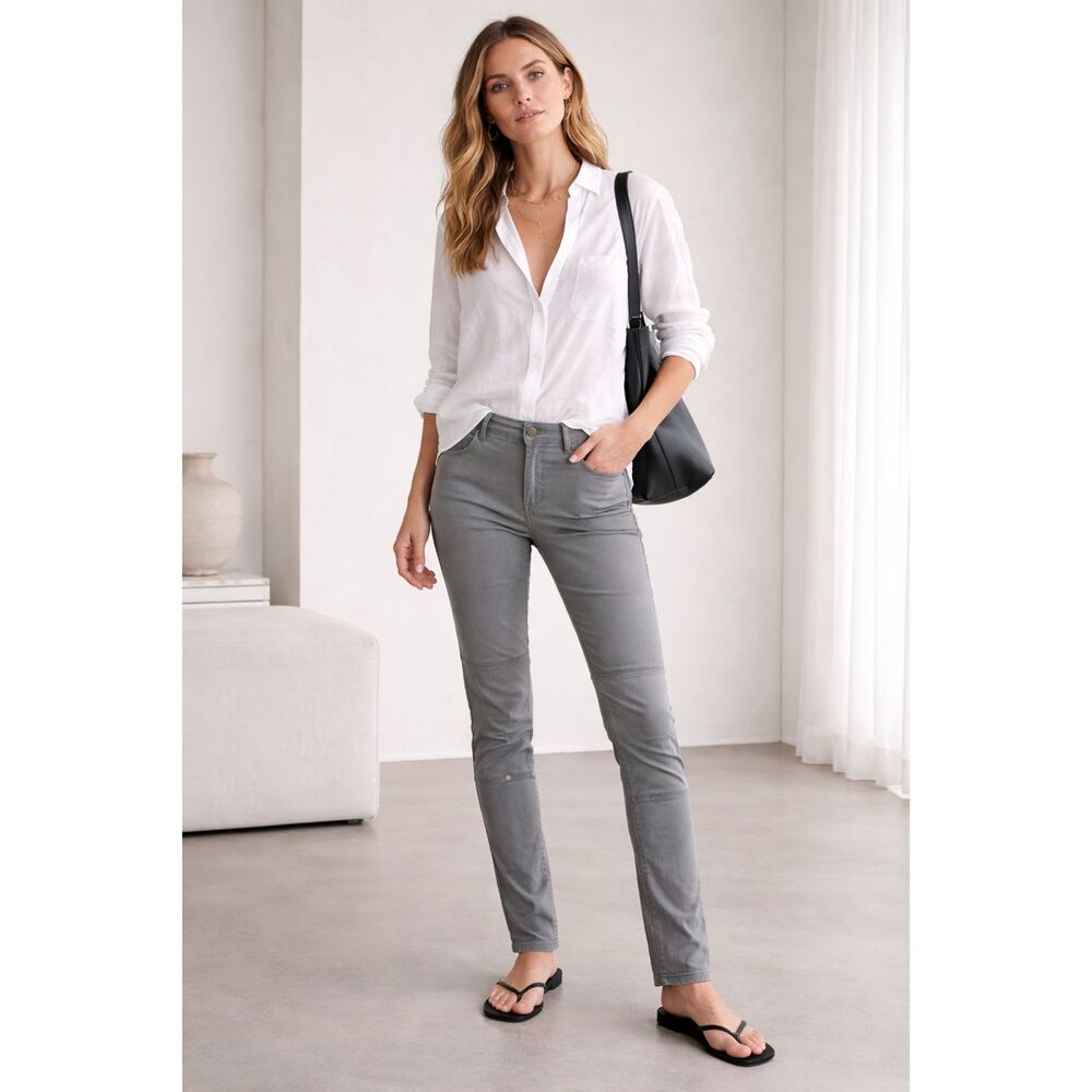 NILI LOTAN 111/88 80NL Gray Cotton Moto Pants Trousers   Women's Size 4